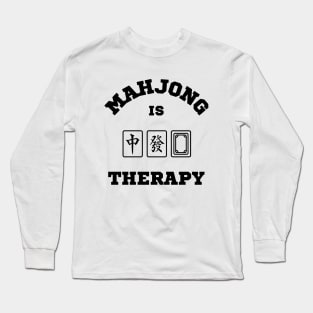 Mahjong is Therapy - Black | I love Mahjong Tiles Long Sleeve T-Shirt